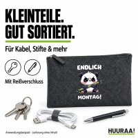 Kulturbeutel Endlich Montag grimmiger Panda 1 Liter Charcoal