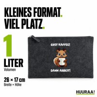 Kulturbeutel Erst Kaffee dann Arbeit Eichhörnchen 1 Liter Charcoal