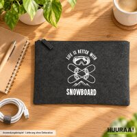 Kulturbeutel Snowboard life is better 1 Liter Charcoal