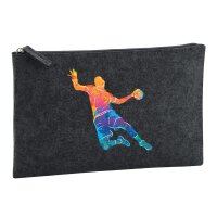 Kulturbeutel bunte Handball Silhouette 1 Liter Charcoal