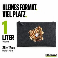 Kulturbeutel Baseballhandschuh und Ball bunte Silhouette 1 Liter Charcoal