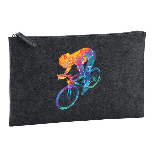 Kulturbeutel Radsport bunte Silhouette 1 Liter Charcoal