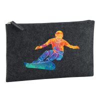 Kulturbeutel Snowboarden bunte Silhouette 1 Liter Charcoal