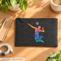 Kulturbeutel Volleyballer bunte Silhouette 1 Liter Charcoal