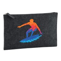 Kulturbeutel Surfen bunte Silhouette 1 Liter Charcoal