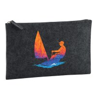 Kulturbeutel Segeln bunte Silhouette 1 Liter Charcoal