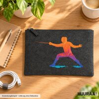 Kulturbeutel Fechten bunte Silhouette 1 Liter Charcoal