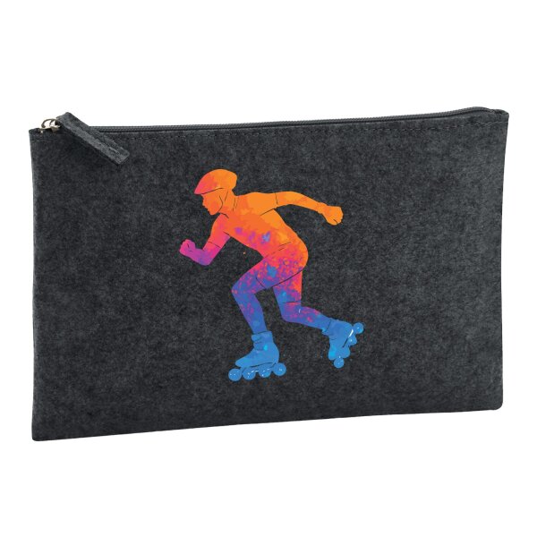 Kulturbeutel Inline Skating bunte Silhouette 1 Liter Charcoal