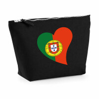 Kulturbeutel Portugal Flagge Herz 1 Liter Charcoal