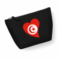 Kulturbeutel Tunesien Flagge Herz 1 Liter Charcoal