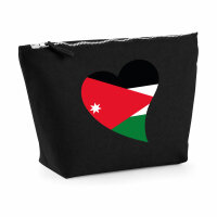 Kulturbeutel Jordanien Flagge Herz 1 Liter Charcoal