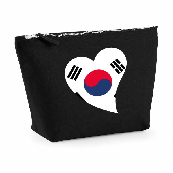 Kulturbeutel Südkorea Flagge Herz 1 Liter Charcoal
