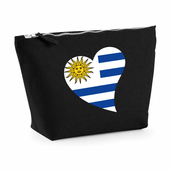 Kulturbeutel Uruguay Flagge Herz 1 Liter Charcoal