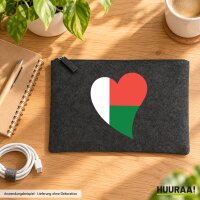 Kulturbeutel Madagaskar Flagge Herz 1 Liter Charcoal