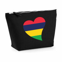 Kulturbeutel Mauritius Flagge Herz 1 Liter Charcoal