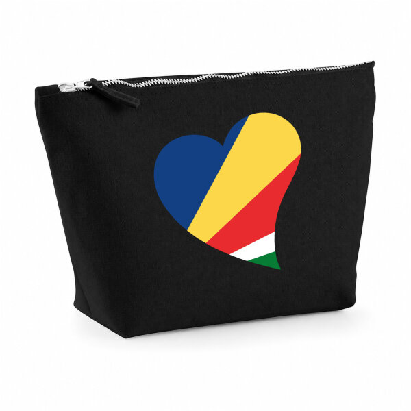 Kulturbeutel Seychellen Flagge Herz 1 Liter Charcoal