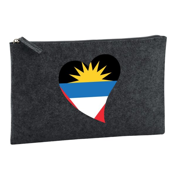 Kulturbeutel Antigua und Barbuda Flagge Herz 1 Liter Charcoal