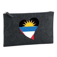 Kulturbeutel Antigua und Barbuda Flagge Herz 1 Liter Charcoal