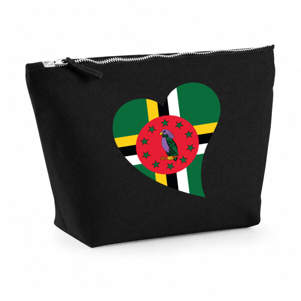 Kulturbeutel Dominica Flagge Herz 1 Liter Charcoal