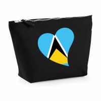 Kulturbeutel St. Lucia Flagge Herz 1 Liter Charcoal