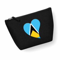 Kulturbeutel St. Lucia Flagge Herz 1 Liter Charcoal