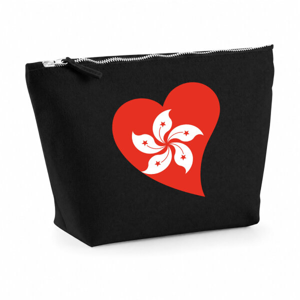 Kulturbeutel Hongkong Flagge Herz 1 Liter Charcoal