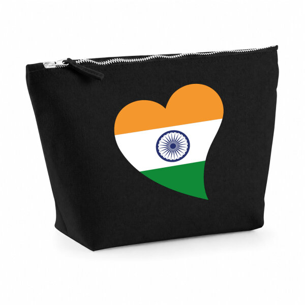 Kulturbeutel Indien Flagge Herz 1 Liter Charcoal