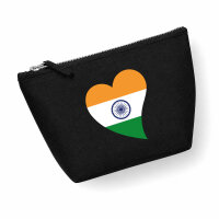 Kulturbeutel Indien Flagge Herz 1 Liter Charcoal