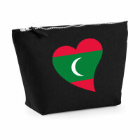 Kulturbeutel Malediven Flagge Herz 1 Liter Charcoal