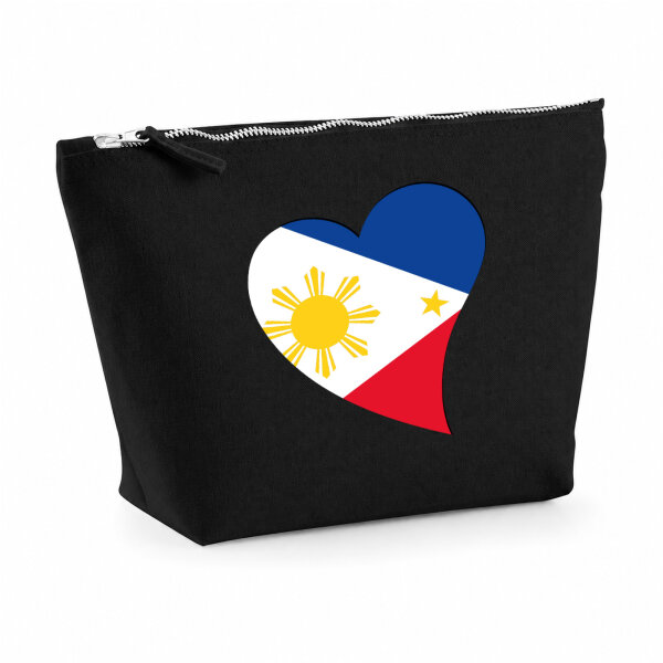 Kulturbeutel Philippinen Flagge Herz 1 Liter Charcoal