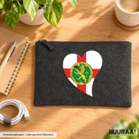 Kulturbeutel Alderney Flagge Herz 1 Liter Charcoal