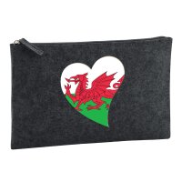 Kulturbeutel Wales Flagge Herz 1 Liter Charcoal