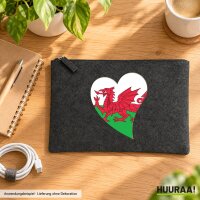 Kulturbeutel Wales Flagge Herz 1 Liter Charcoal