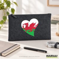 Kulturbeutel Wales Flagge Herz 1 Liter Charcoal