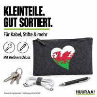 Kulturbeutel Wales Flagge Herz 1 Liter Charcoal