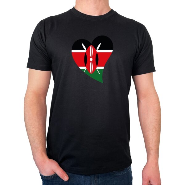 Herren T-Shirt Kenia Flagge Herz