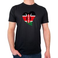 Herren T-Shirt Kenia Flagge Herz