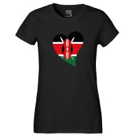 Damen T-Shirt Kenia Flagge Herz