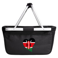Einkaufskorb faltbar Kenia Flagge Herz 20 Liter Black