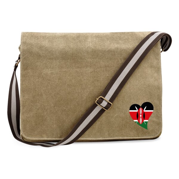Umhängetasche Kenia Flagge Herz 14 Liter