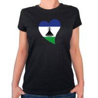 Damen T-Shirt Lesotho Flagge Herz