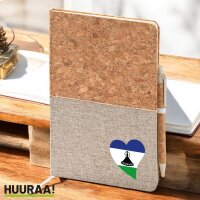 Notizbuch A5 Lesotho Flagge Herz 80 Blatt inkl....