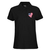 Damen Polo Shirt Liberia Flagge Herz