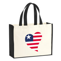 Jutetasche Liberia Flagge Herz 21 Liter Black