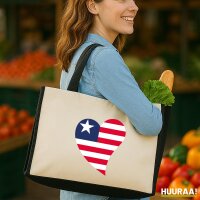 Jutetasche Liberia Flagge Herz 21 Liter Black