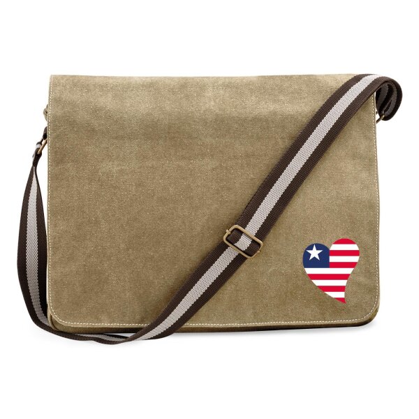 Umhängetasche Liberia Flagge Herz 14 Liter