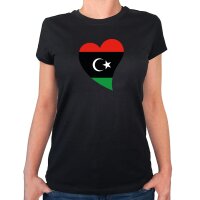 Damen T-Shirt Libyen Flagge Herz