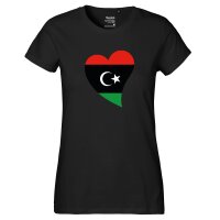 Damen T-Shirt Libyen Flagge Herz