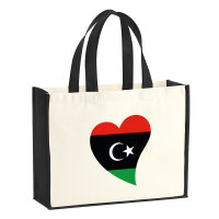 Jutetasche Libyen Flagge Herz 21 Liter Black