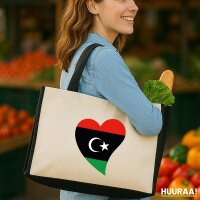 Jutetasche Libyen Flagge Herz 21 Liter Black